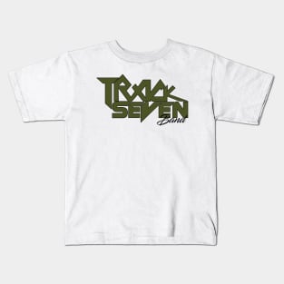 Olive Track Seven Band Logo with Black Outline Kids T-Shirt